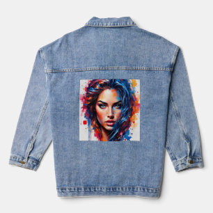 Chromatische Maus - Neon-Splash-Portrait Jeansjacke