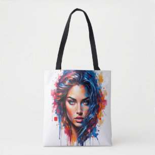 Chromatische Maus - Neon-Splash-Portrait Tasche