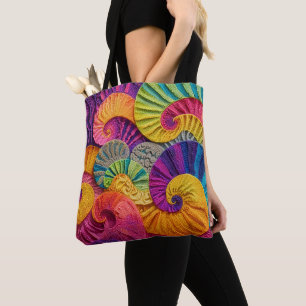 Chromatische Muscheln: Lebendiges Spiralmosaik Tasche