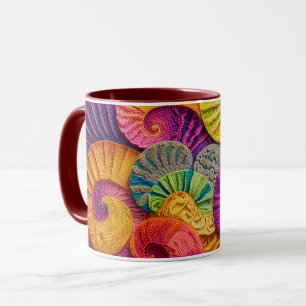 Chromatische Muscheln: Lebendiges Spiralmosaik Tasse