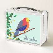 Chromatische Serenade: Vögel auf Zweig Metall Brotdose (Rückseite)