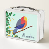 Chromatische Serenade: Vögel auf Zweig Metall Brotdose (Vorderseite)