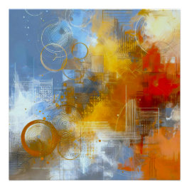 Chromatische Skyline: Puls der urbanen Abstraktion Poster