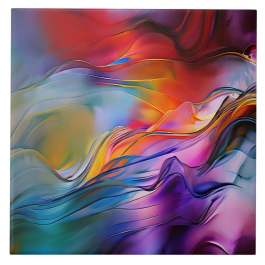 "Chromatische Ströme" Zeitgenössisches Abstrakt Fliese (Vorderseite)