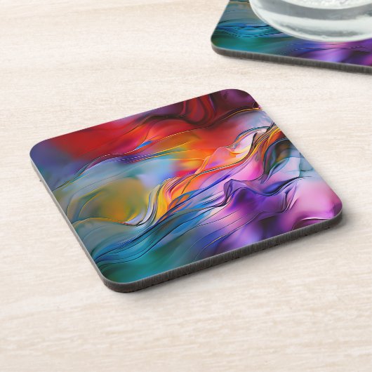 "Chromatische Ströme" Zeitgenössisches Abstrakt Getränkeuntersetzer (Linke Seite)