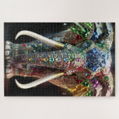 Chromatischer Elefant-Wandkunst | Lebendige geomet Puzzle (Horizontal)