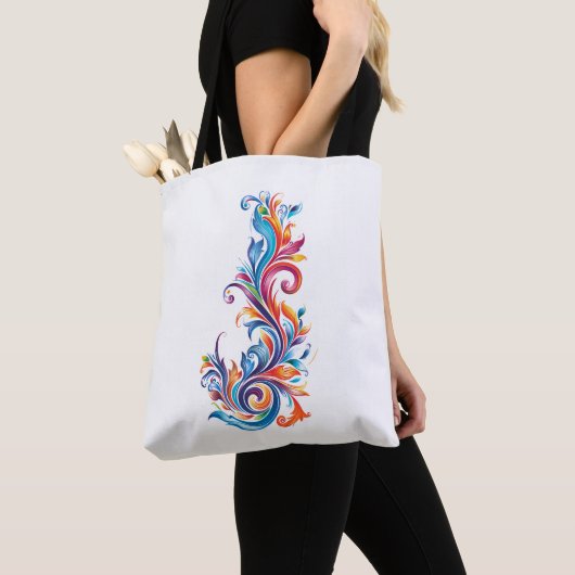 "Chromatischer Vortex" abstraktes Farbdessin Tasche (Von Nahem)