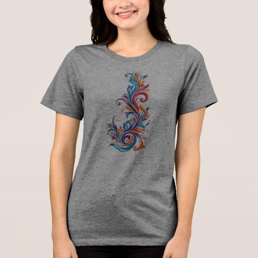 "Chromatischer Vortex" abstraktes Farbdessin Tri-Blend Shirt (Vorderseite)