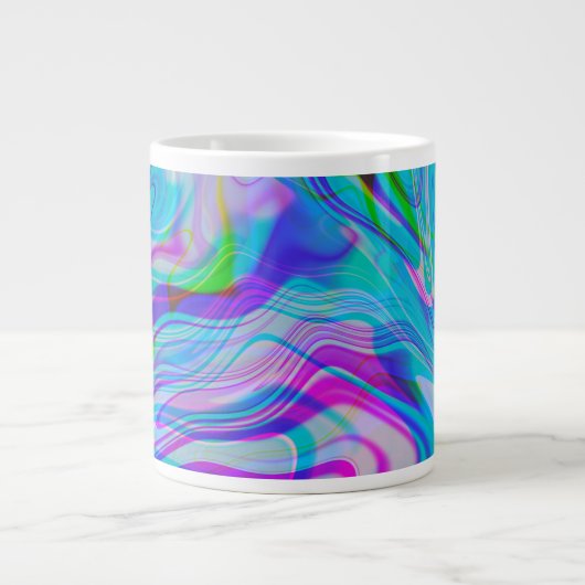 Chromatisches, flüssiges Abstraktes Muster Blau Jumbo-Tasse (Vorderseite)