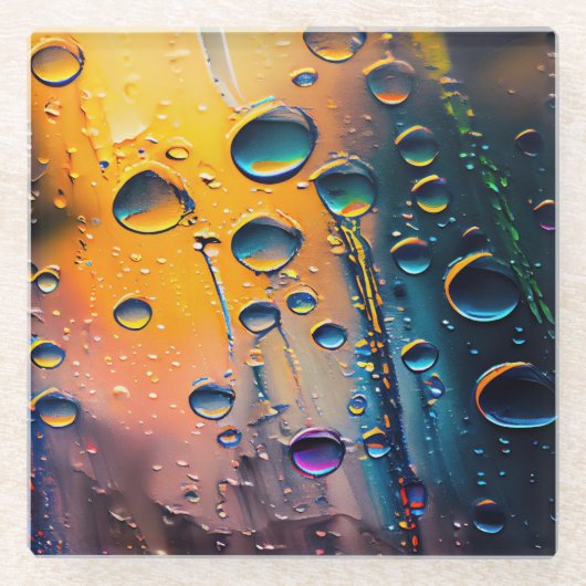 Chromatisches Regen - farbiger Hintergrund Glasuntersetzer (Vorderseite)