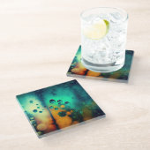 Chromatisches Regen - farbiger Hintergrund Glasuntersetzer (Schrägansicht)