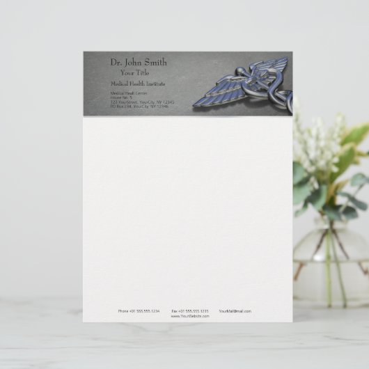 Chromberuflicher medizinischer Caduceus - Briefkopf (Stehend Vorderseite)