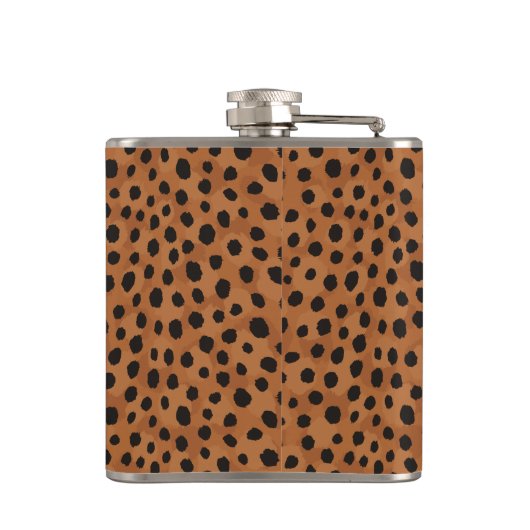 Chrombraune Geparden-Monogramm Flachmann (Rückseite)