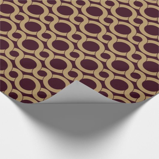 Chrombraune Interblockierkreismuster monogramm Geschenkpapier (Ecke)