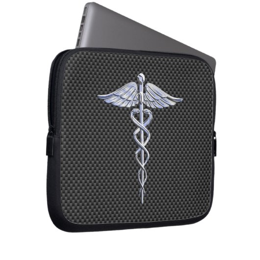 Chromcaduceus-medizinischer Laptopschutzhülle (Vorne Rechts)