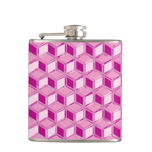 Chrome-3-d-Boxen - fuchsienrosa Flachmann (Vorderseite)