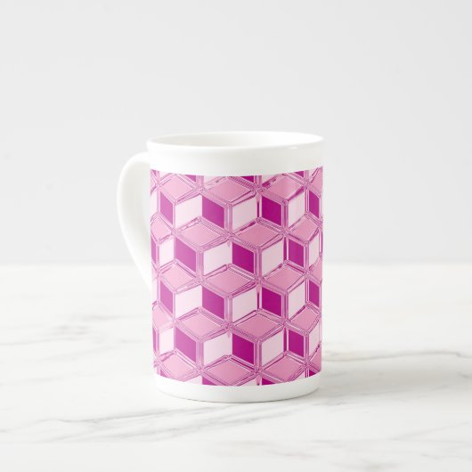 Chrome-3-d-Boxen - fuchsienrosa Porzellantasse (Vorderseite Links)