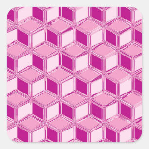Chrome-3-d-Boxen - fuchsienrosa Quadratischer Aufkleber