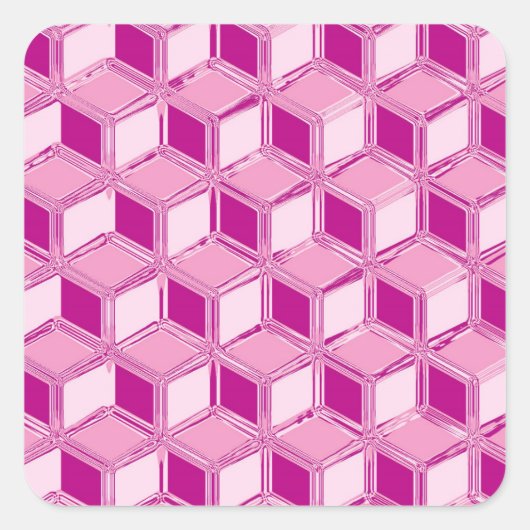 Chrome-3-d-Boxen - fuchsienrosa Quadratischer Aufkleber (Vorderseite)