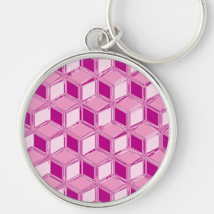 Chrome-3-d-Boxen - fuchsienrosa Schlüsselanhänger