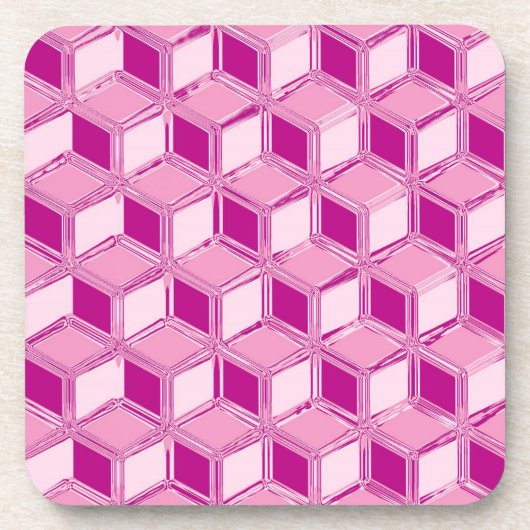 Chrome-3-d-Boxen - fuchsienrosa Untersetzer (Vorderseite)