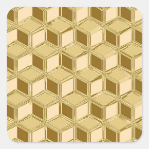 Chrome-3-D-Boxen - goldfarben Quadratischer Aufkleber