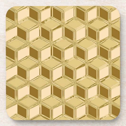 Chrome-3-D-Boxen - goldfarben Untersetzer (Vorderseite)