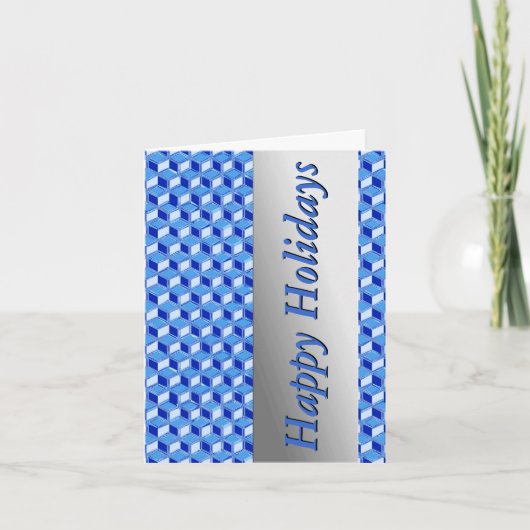 Chrome-3-d-Boxen - Kobaltblau Feiertagskarte (Vorderseite)
