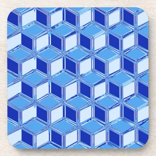 Chrome-3-d-Boxen - Kobaltblau Getränkeuntersetzer (Vorderseite)