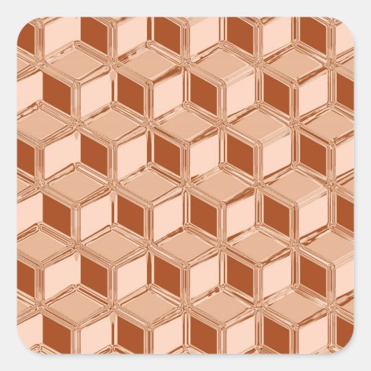 Chrome-3-d-Boxen - kupferfarben Quadratischer Aufkleber (Vorderseite)