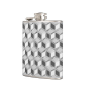 Chrome 3-d Boxen - silber grau Flachmann (Links)