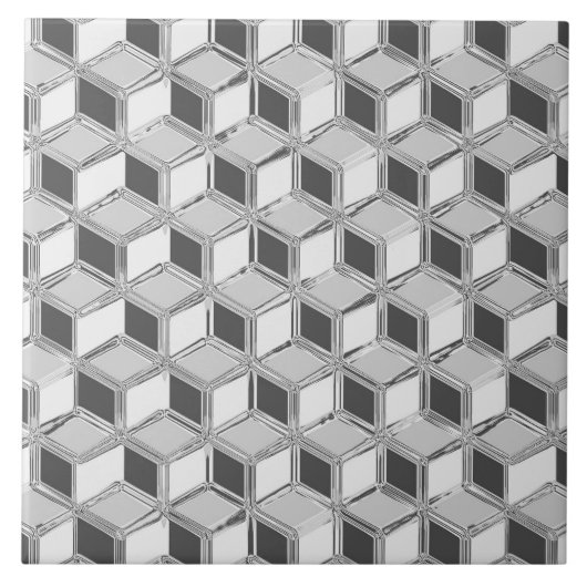 Chrome 3-d Boxen - silber grau Fliese (Vorderseite)