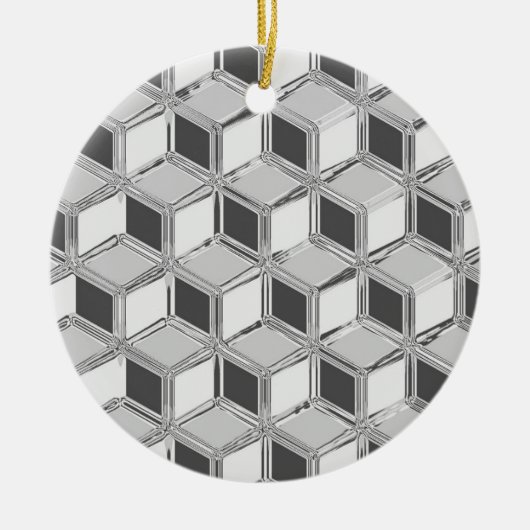 Chrome 3-d Boxen - silber grau Keramikornament (Vorne)