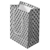 Chrome 3-d Boxen - silber grau Mittlere Geschenktüte (Vorderseite Schrägansicht)