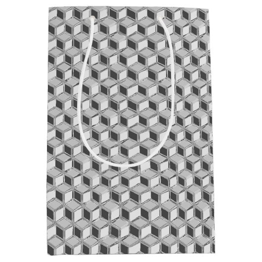 Chrome 3-d Boxen - silber grau Mittlere Geschenktüte (Vorderseite)