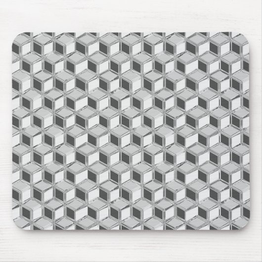 Chrome 3-d Boxen - silber grau Mousepad (Vorne)