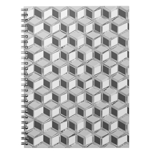 Chrome 3-d Boxen - silber grau Notizblock (Vorderseite)