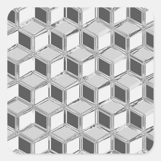 Chrome 3-d Boxen - silber grau Quadratischer Aufkleber (Vorderseite)