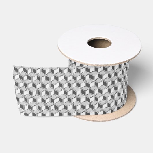 Chrome 3-d Boxen - silber grau Satinband (Spule)