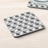 Chrome 3-d Boxen - silber grau Untersetzer (Linke Seite)