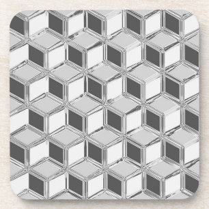 Chrome 3-d Boxen - silber grau Untersetzer