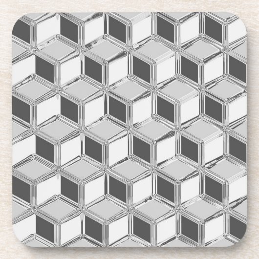 Chrome 3-d Boxen - silber grau Untersetzer (Vorderseite)
