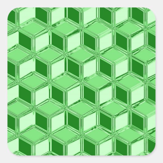 Chrome 3-d Boxen - Smaragdgrün Quadratischer Aufkleber (Vorderseite)