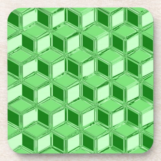 Chrome 3-d Boxen - Smaragdgrün Untersetzer (Vorderseite)
