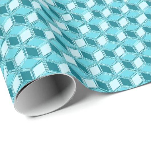 Chrome-3-d-Boxen - Türkis/Aqua Geschenkpapier (Rolleneckpunkt)