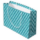 Chrome-3-d-Boxen - Türkis/Aqua Große Geschenktüte (Rückseite Schrägansicht)