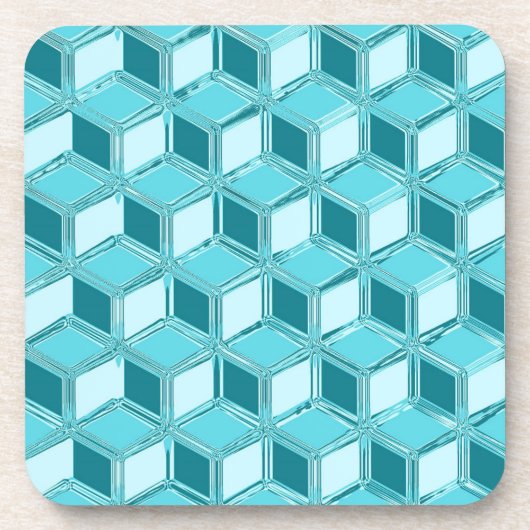 Chrome-3-d-Boxen - Türkis/Aqua Untersetzer (Vorderseite)