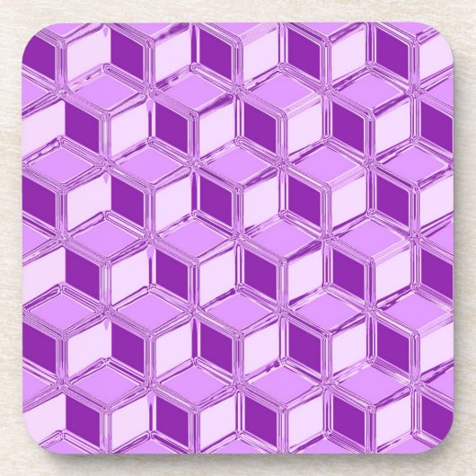 Chrome 3-d Boxen - violett lila Getränkeuntersetzer (Vorderseite)