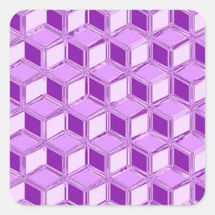 Chrome 3-d Boxen - violett lila Quadratischer Aufkleber