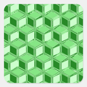 Chrome 3D-Boxen - Smaragdgrün Quadratischer Aufkleber